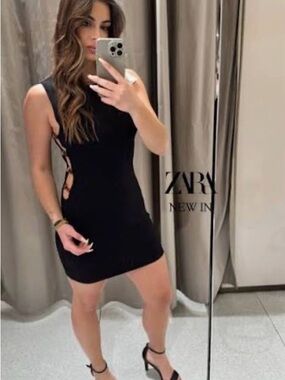 Zara Black Mini Dress with Side Cutouts